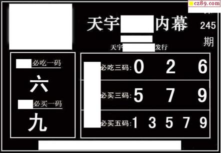 3d245期：天宇一句定三码+胆码图