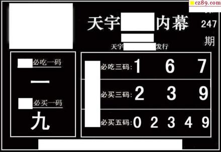 3d247期：天宇一句定三码+胆码图