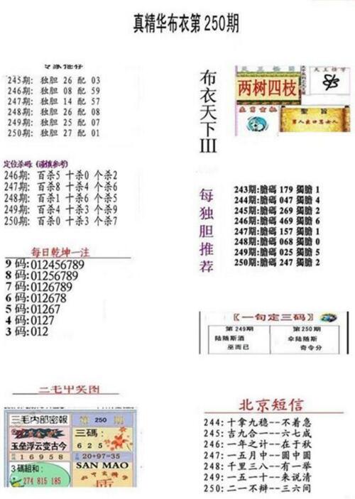 3d18250期：真精华布衣天下图库