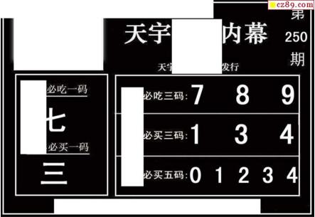 3d250期：天宇一句定三码+胆码图