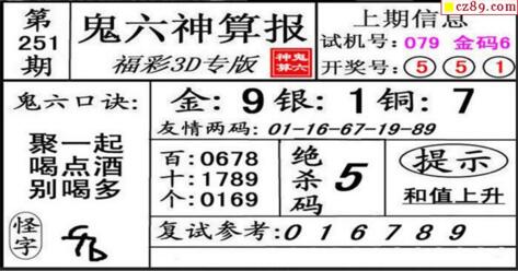 鬼六神算胆码图-18251期