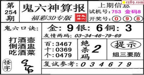 鬼六神算胆码图-18254期