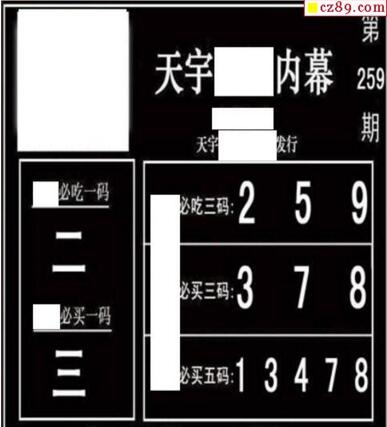 3d259期：天宇一句定三码+胆码图