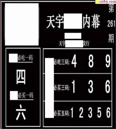 3d261期：天宇一句定三码+胆码图