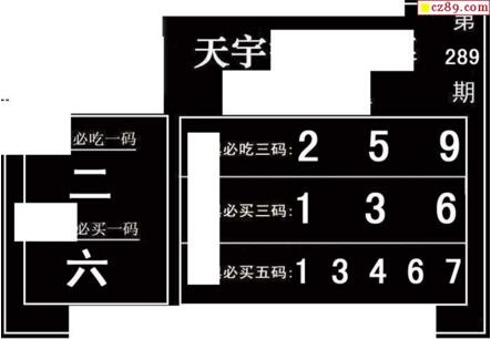 3d289期：天宇一句定三码+胆码图