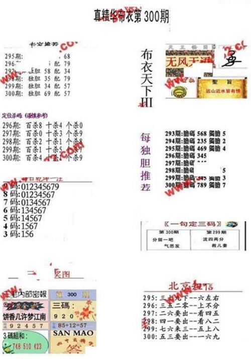 3d18300期：真精华布衣天下图库