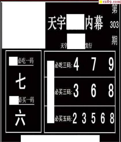 3d303期：天宇一句定三码+胆码图