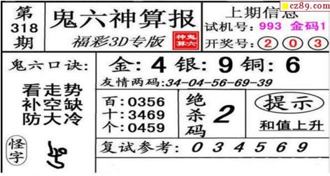 鬼六神算胆码图-18318期