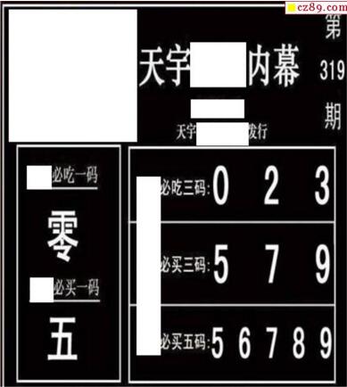 3d319期：天宇一句定三码+胆码图